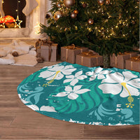 Teal Hawaiian Hibiscus Monstera Tree Skirt Grunge Stylized LT01 - Polynesian Pride