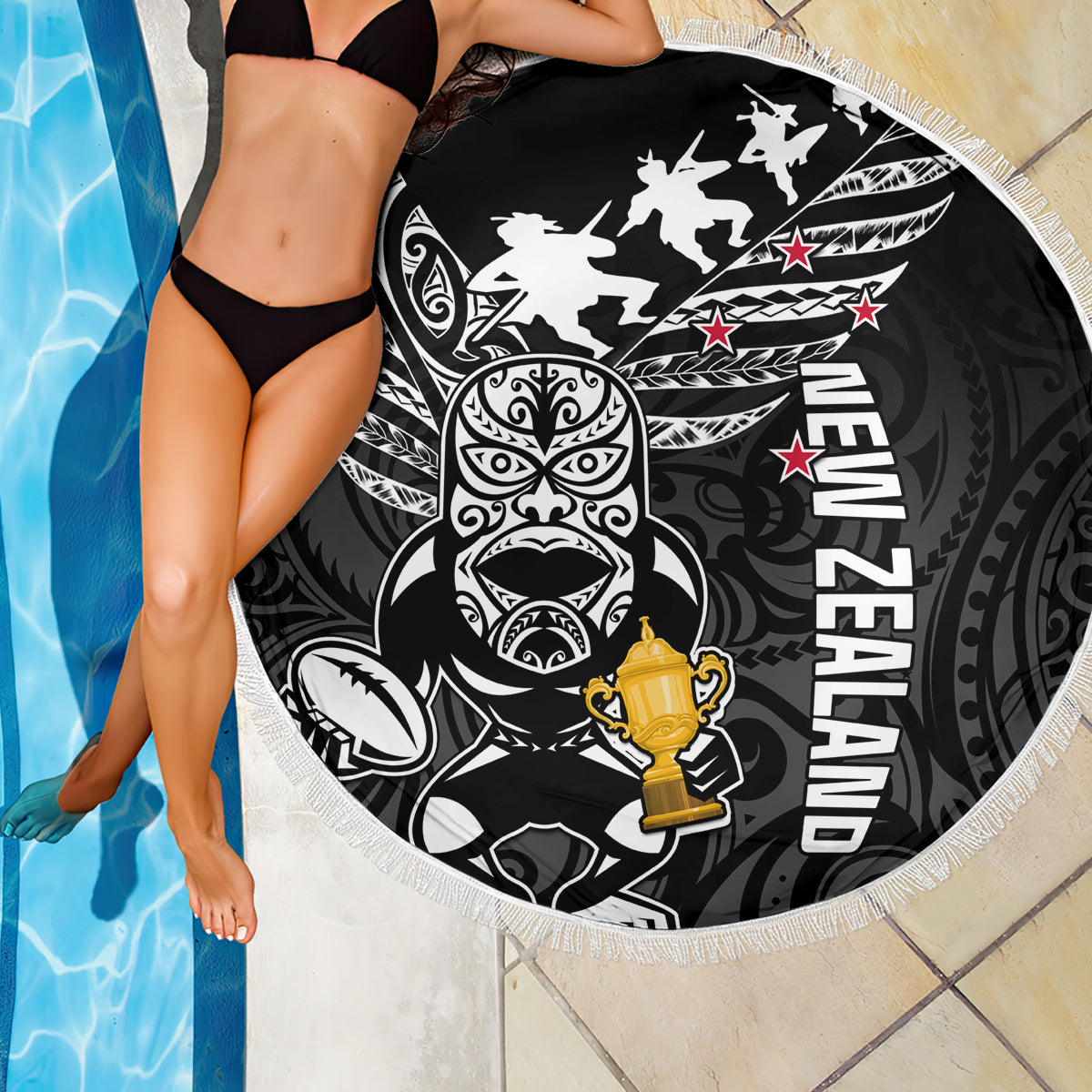 New Zealand Silver Fern Rugby Beach Blanket Aotearoa Champion 2023 World Cup LT01 - Wonder Print Shop