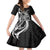 New Zealand Waitangi Day Family Matching Off Shoulder Short Dress and Hawaiian Shirt Aotearoa Te Tiriti O Waitangi Kiwi Black Version LT01 Daughter's Dress Black - Polynesian Pride