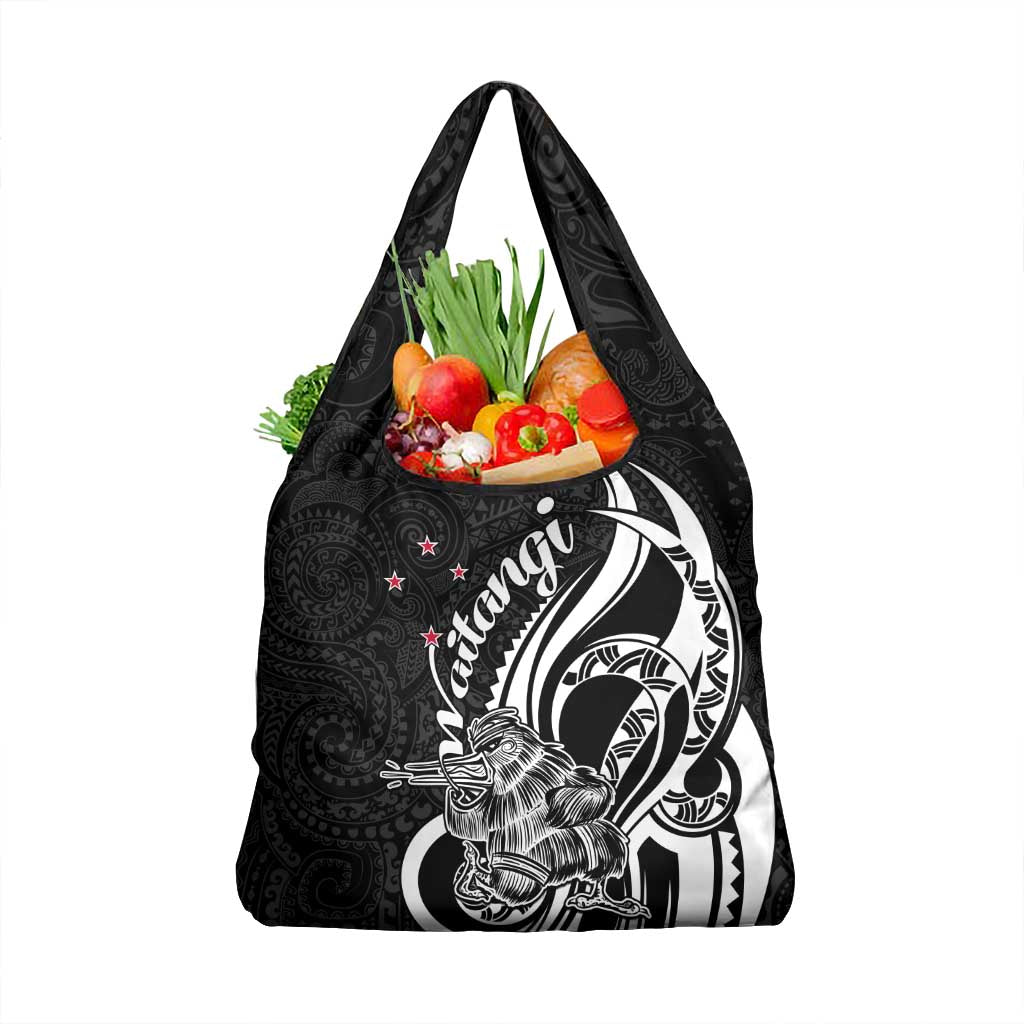 New Zealand Waitangi Day Grocery Bag Aotearoa Te Tiriti O Waitangi Kiwi Black Version LT01 1-pack One Size Black - Polynesian Pride