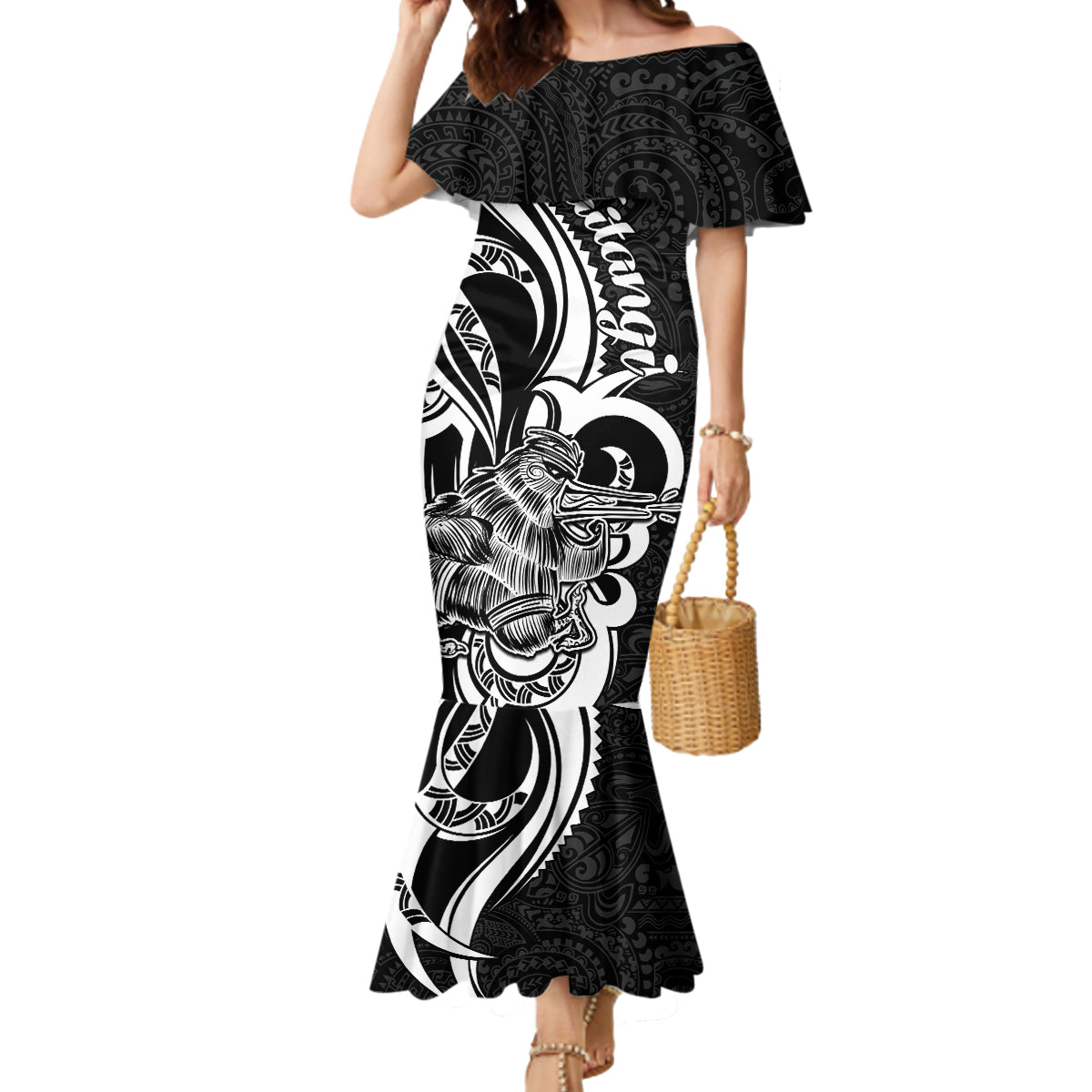 New Zealand Waitangi Day Mermaid Dress Aotearoa Te Tiriti O Waitangi Kiwi Black Version LT01 Women Black - Polynesian Pride