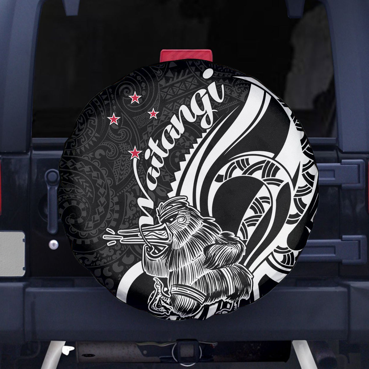 New Zealand Waitangi Day Spare Tire Cover Aotearoa Te Tiriti O Waitangi Kiwi Black Version LT01 Black - Polynesian Pride