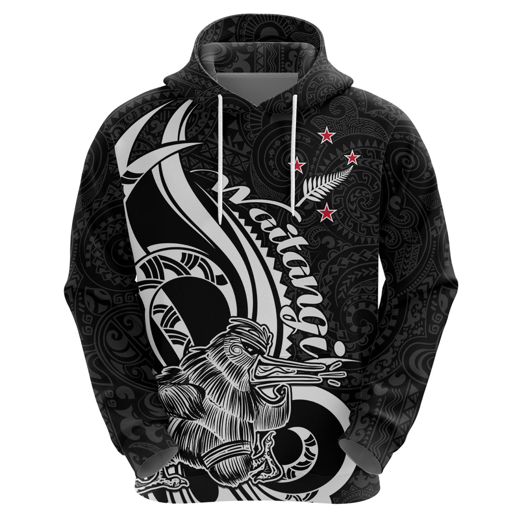 New Zealand Waitangi Day Zip Hoodie Aotearoa Te Tiriti O Waitangi Kiwi Black Version LT01 - Polynesian Pride