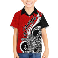 New Zealand Waitangi Day Family Matching Off Shoulder Maxi Dress and Hawaiian Shirt Aotearoa Te Tiriti O Waitangi Kiwi Red Version LT01 Son's Shirt Red - Polynesian Pride