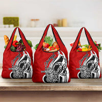 New Zealand Waitangi Day Grocery Bag Aotearoa Te Tiriti O Waitangi Kiwi Red Version LT01 3-pack One Size Red - Polynesian Pride