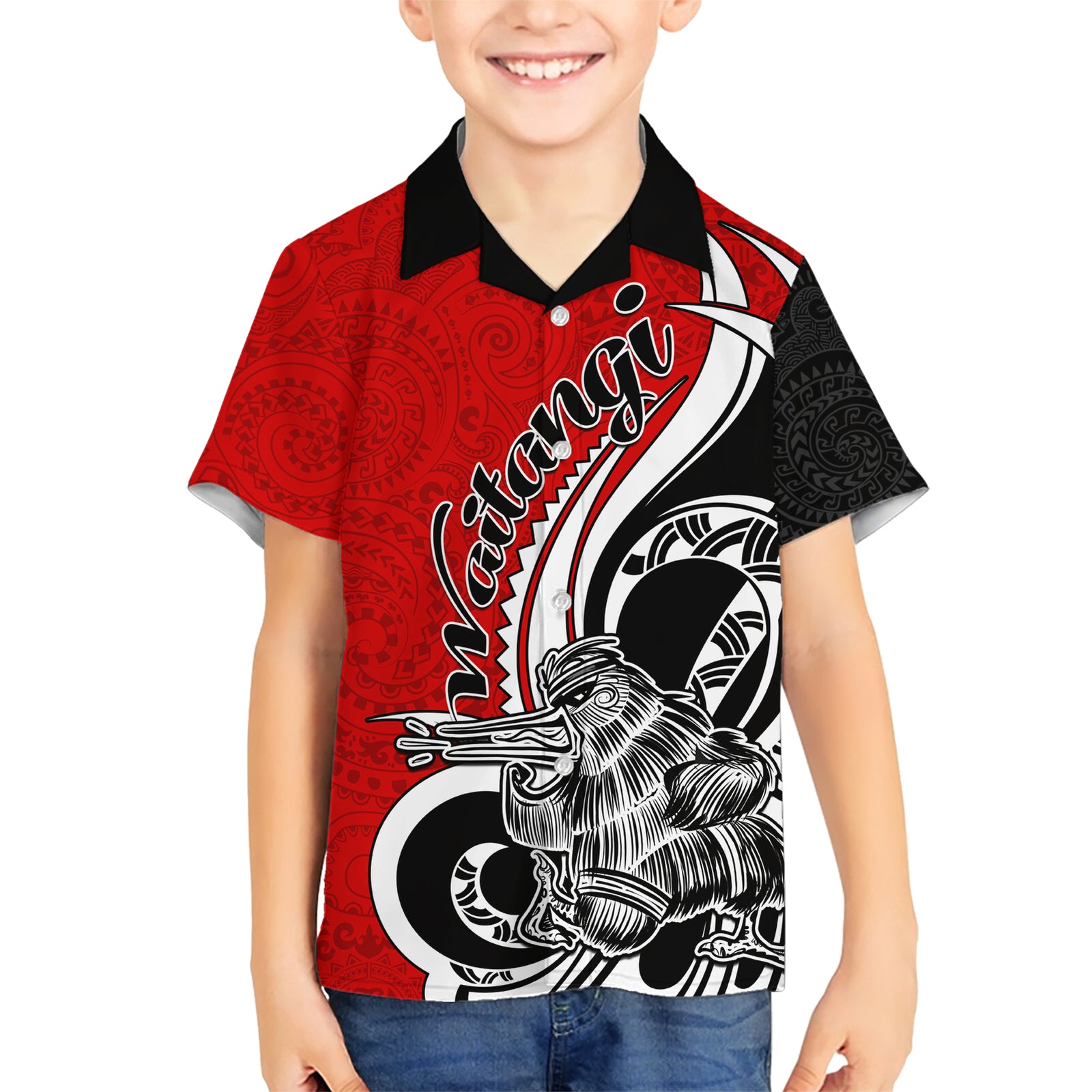 New Zealand Waitangi Day Kid Hawaiian Shirt Aotearoa Te Tiriti O Waitangi Kiwi Red Version LT01 Kid Red - Polynesian Pride