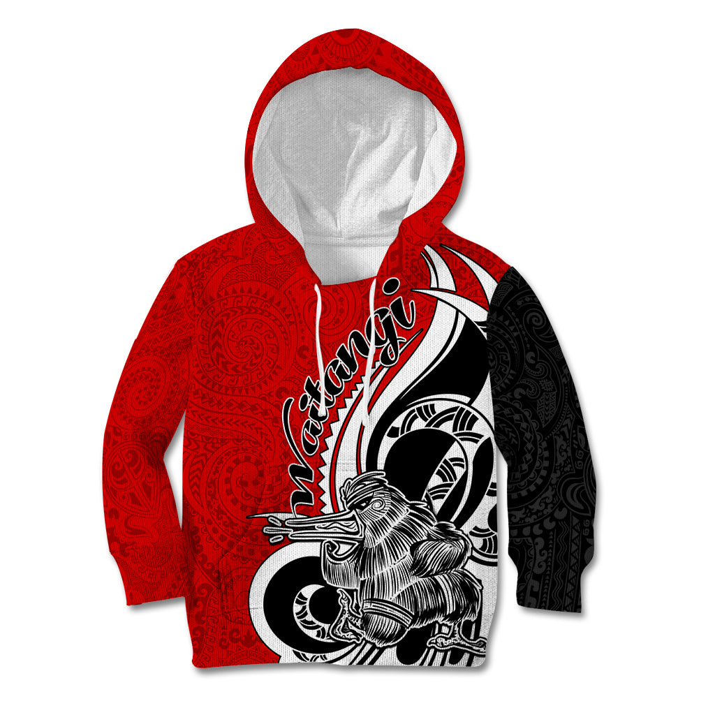 New Zealand Waitangi Day Kid Hoodie Aotearoa Te Tiriti O Waitangi Kiwi Red Version LT01 Hoodie Red - Polynesian Pride