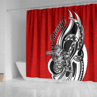 New Zealand Waitangi Day Shower Curtain Aotearoa Te Tiriti O Waitangi Kiwi Red Version LT01 - Polynesian Pride