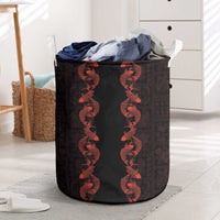Hawaii Japan Koi Fish Red Laundry Basket Tapa Pattern LT01 Red - Polynesian Pride