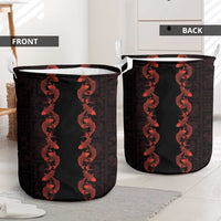 Hawaii Japan Koi Fish Red Laundry Basket Tapa Pattern LT01 - Polynesian Pride