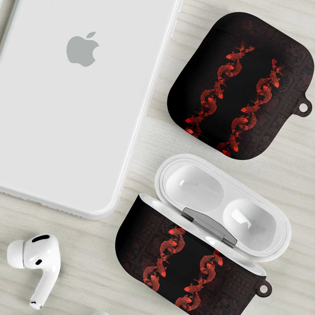 Hawaii Japan Koi Fish Red AirPods Case Tapa Pattern LT01 - Polynesian Pride