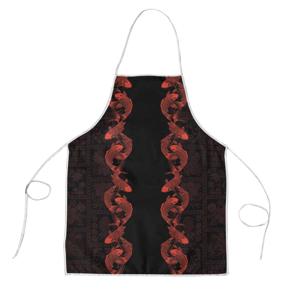 Hawaii Japan Koi Fish Red Apron Tapa Pattern LT01 Red - Polynesian Pride