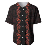 Hawaii Japan Koi Fish Red Baseball Jersey Tapa Pattern LT01 Red - Polynesian Pride