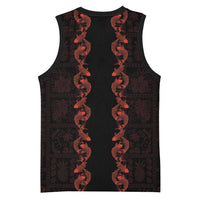 Hawaii Japan Koi Fish Red Basketball Jersey Tapa Pattern LT01 - Polynesian Pride