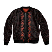 Hawaii Japan Koi Fish Red Bomber Jacket Tapa Pattern - Polynesian Pride