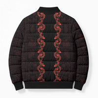 Hawaii Japan Koi Fish Red Bomber Puffer Jacket Tapa Pattern LT01 - Polynesian Pride