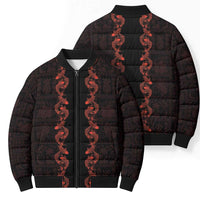 Hawaii Japan Koi Fish Red Bomber Puffer Jacket Tapa Pattern LT01 - Polynesian Pride