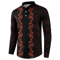 Hawaii Japan Koi Fish Red Button Sweatshirt Tapa Pattern LT01 - Polynesian Pride