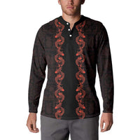 Hawaii Japan Koi Fish Red Button Sweatshirt Tapa Pattern LT01 - Polynesian Pride