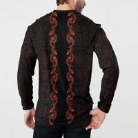 Hawaii Japan Koi Fish Red Button Sweatshirt Tapa Pattern LT01 - Polynesian Pride