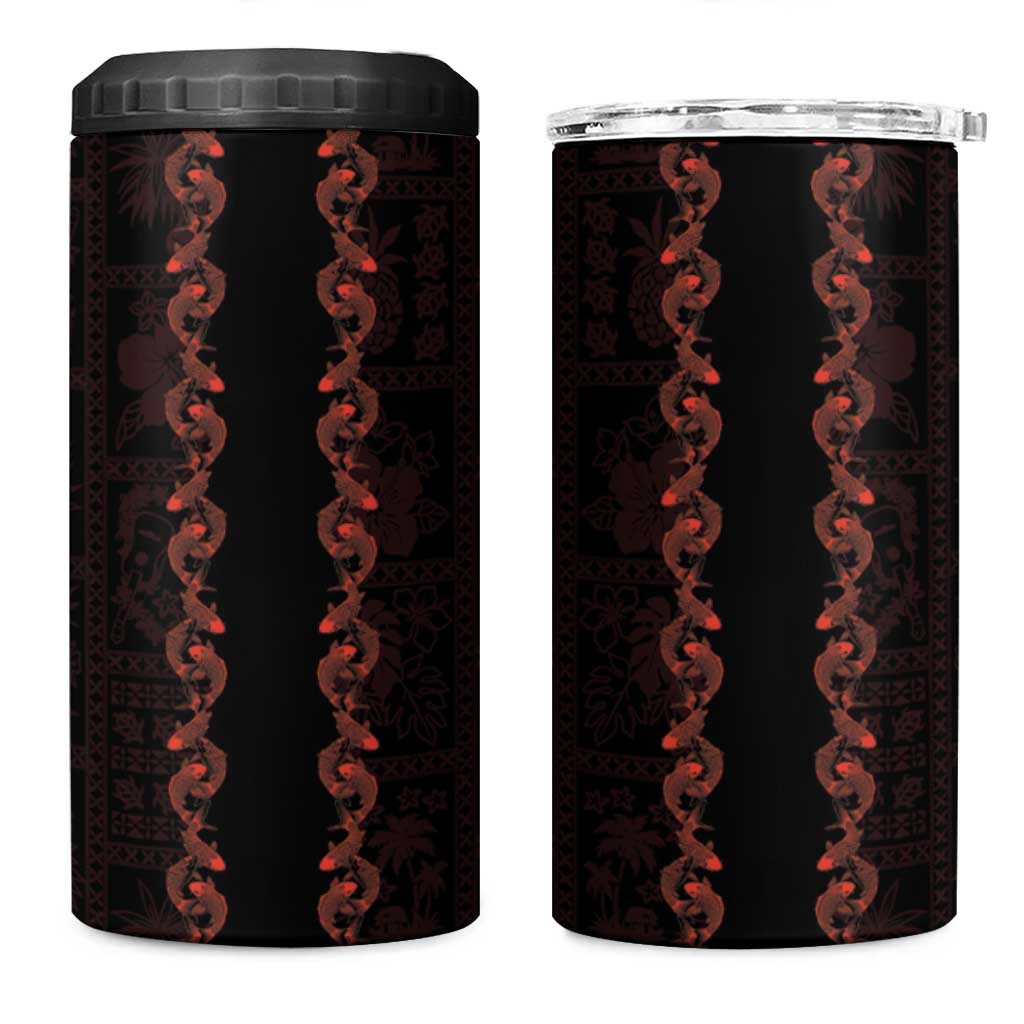 Hawaii Japan Koi Fish Red 4 in 1 Can Cooler Tumbler Tapa Pattern LT01 One Size: 16 oz Red - Polynesian Pride
