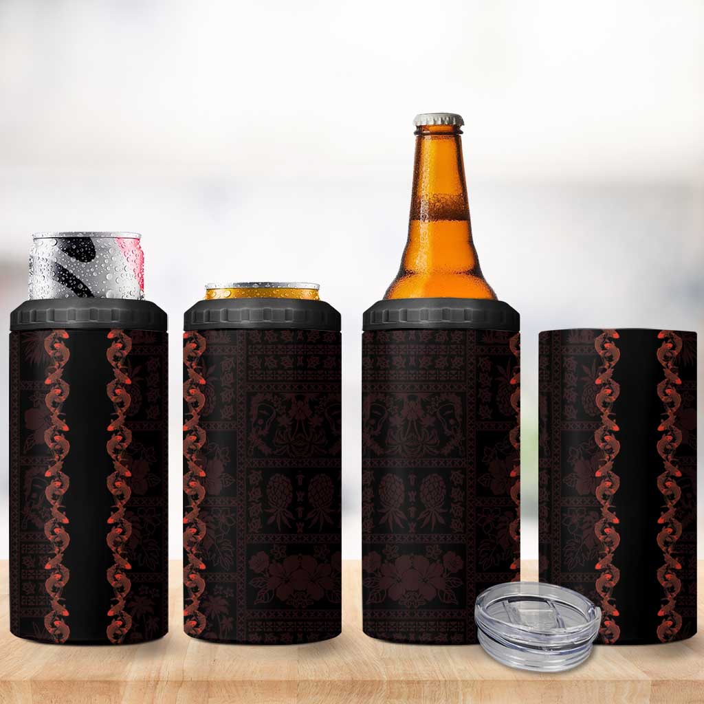Hawaii Japan Koi Fish Red 4 in 1 Can Cooler Tumbler Tapa Pattern LT01 - Polynesian Pride
