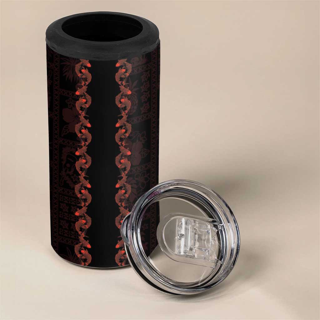 Hawaii Japan Koi Fish Red 4 in 1 Can Cooler Tumbler Tapa Pattern LT01 - Polynesian Pride