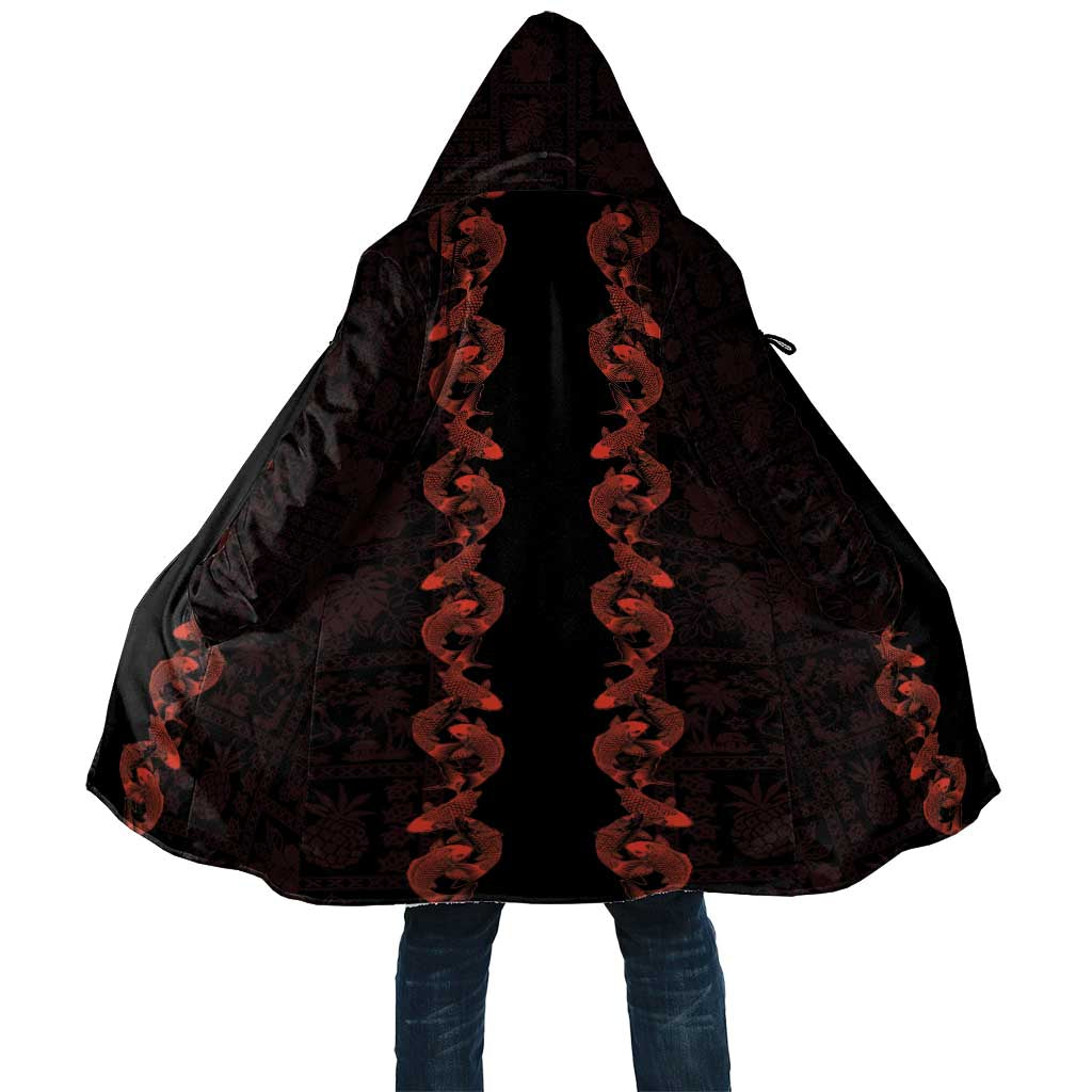Hawaii Japan Koi Fish Red Cloak Tapa Pattern LT01 Unisex Red - Polynesian Pride