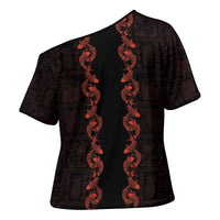 Hawaii Japan Koi Fish Red Cross Shoulder Shirt Tapa Pattern LT01 - Polynesian Pride