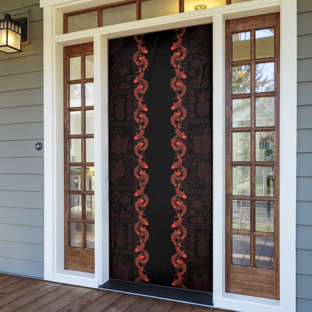 Hawaii Japan Koi Fish Red Door Cover Tapa Pattern LT01 - Polynesian Pride