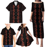 Hawaii Japan Koi Fish Red Family Matching Puletasi and Hawaiian Shirt Tapa Pattern LT01 - Polynesian Pride