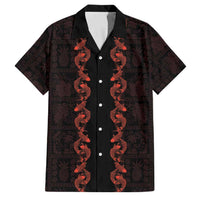 Hawaii Japan Koi Fish Red Family Matching Puletasi and Hawaiian Shirt Tapa Pattern LT01 Dad's Shirt - Short Sleeve Red - Polynesian Pride