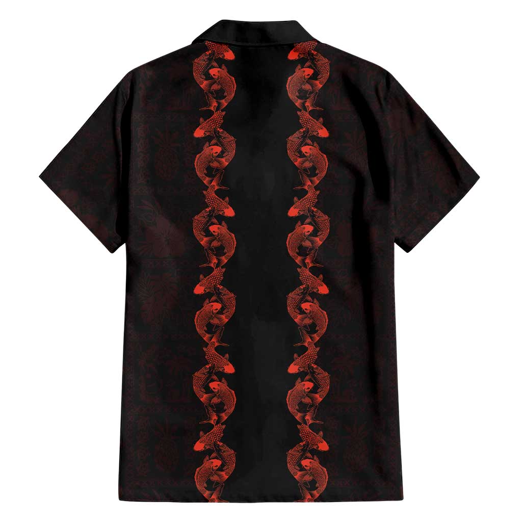 Hawaii Japan Koi Fish Red Family Matching Puletasi and Hawaiian Shirt Tapa Pattern LT01 - Polynesian Pride