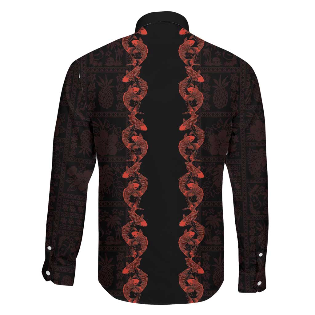 Hawaii Japan Koi Fish Red Family Matching Puletasi and Hawaiian Shirt Tapa Pattern LT01 - Polynesian Pride