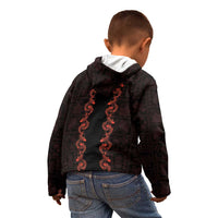 Hawaii Japan Koi Fish Red Kid Hoodie Tapa Pattern - Polynesian Pride