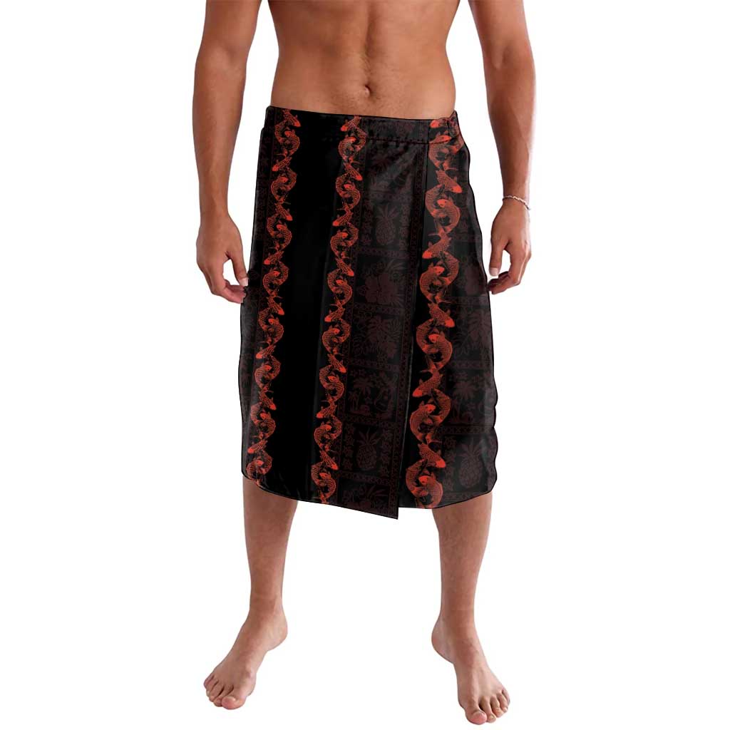 Hawaii Japan Koi Fish Red Lavalava Tapa Pattern - Polynesian Pride