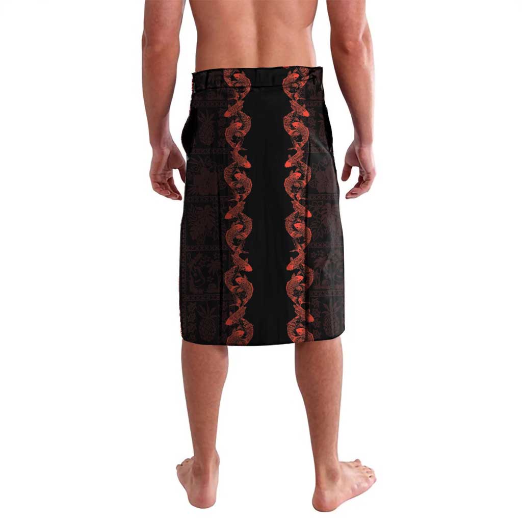 Hawaii Japan Koi Fish Red Lavalava Tapa Pattern - Polynesian Pride
