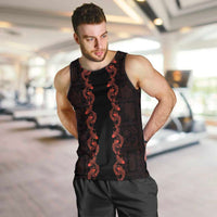 Hawaii Japan Koi Fish Red Men Tank Top Tapa Pattern LT01 Red - Polynesian Pride