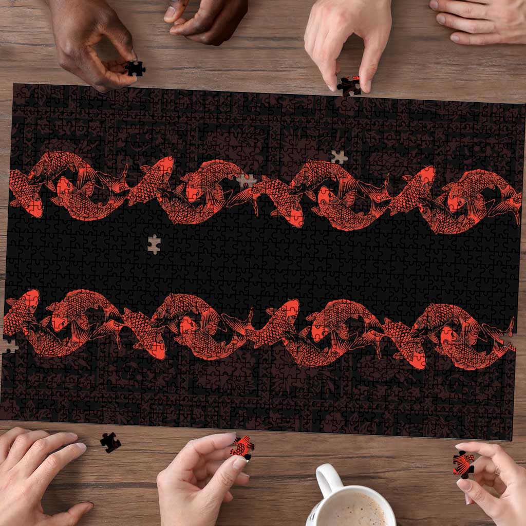 Hawaii Japan Koi Fish Red Puzzle Tapa Pattern LT01 - Polynesian Pride