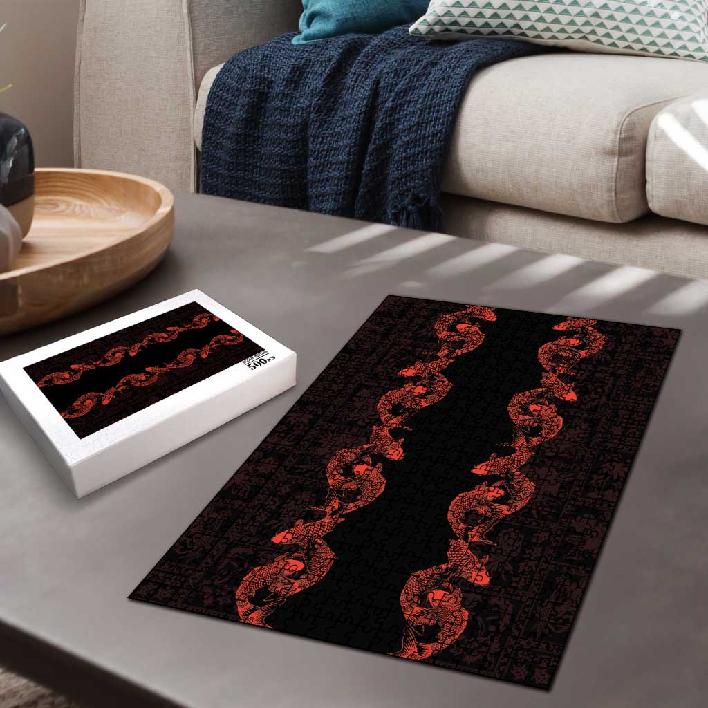 Hawaii Japan Koi Fish Red Puzzle Tapa Pattern LT01 - Polynesian Pride