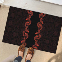 Hawaii Japan Koi Fish Red Rubber Doormat Tapa Pattern LT01 - Polynesian Pride