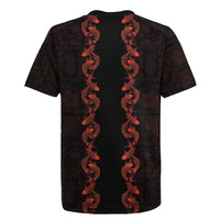 Hawaii Japan Koi Fish Red Rugby Jersey Tapa Pattern - Polynesian Pride