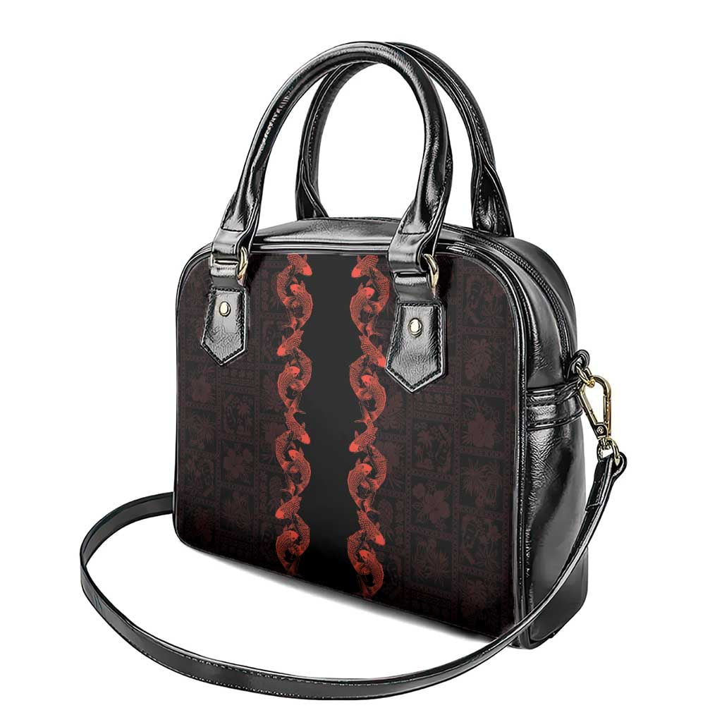 Hawaii Japan Koi Fish Red Shoulder Handbag Tapa Pattern LT01 - Polynesian Pride