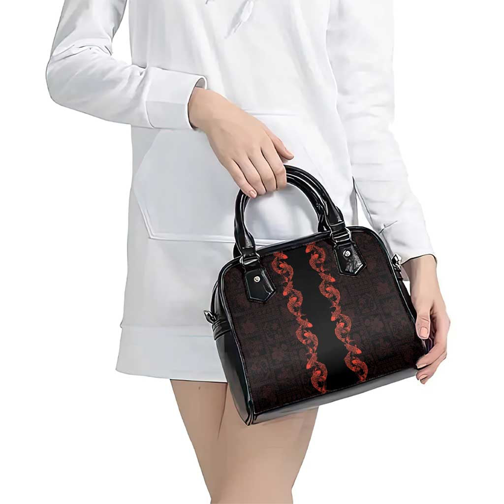 Hawaii Japan Koi Fish Red Shoulder Handbag Tapa Pattern LT01 - Polynesian Pride