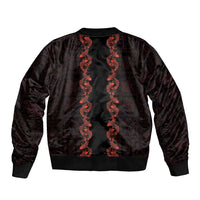 Hawaii Japan Koi Fish Red Sleeve Zip Bomber Jacket Tapa Pattern - Polynesian Pride