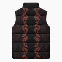 Hawaii Japan Koi Fish Red Sleeveless Puffer Jacket Tapa Pattern LT01 - Polynesian Pride