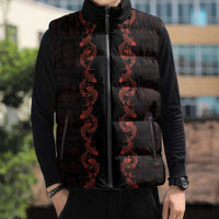 Hawaii Japan Koi Fish Red Sleeveless Puffer Jacket Tapa Pattern LT01 - Polynesian Pride