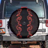 Hawaii Japan Koi Fish Red Spare Tire Cover Tapa Pattern - Polynesian Pride