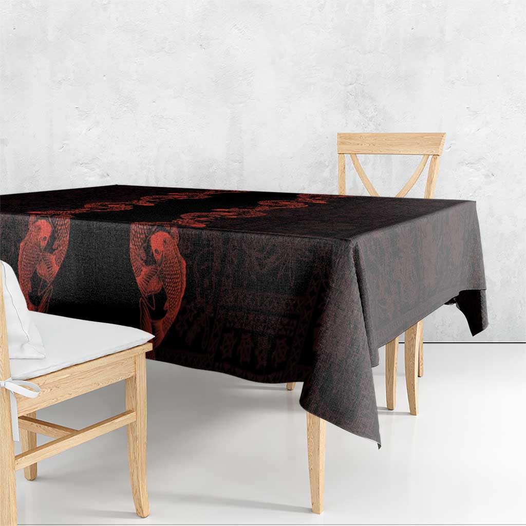 Hawaii Japan Koi Fish Red Tablecloth Tapa Pattern LT01 - Polynesian Pride