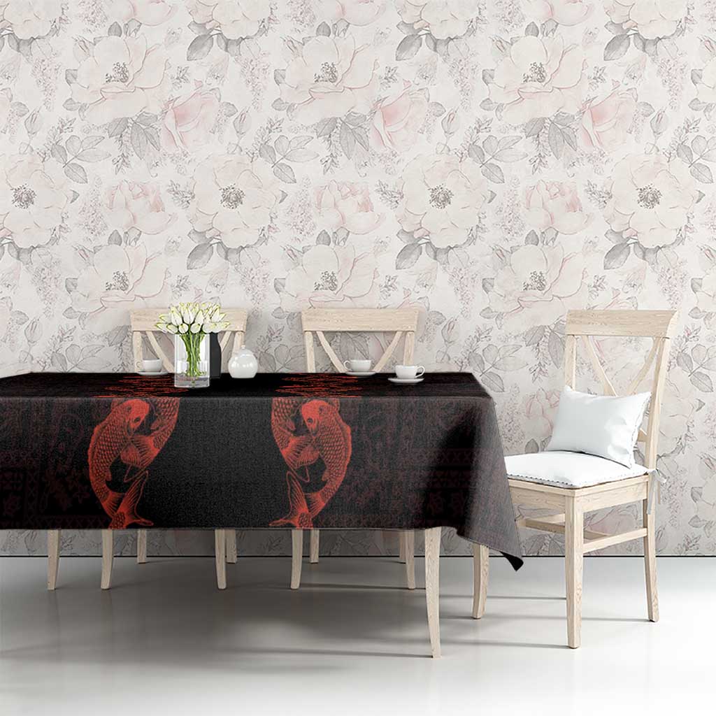 Hawaii Japan Koi Fish Red Tablecloth Tapa Pattern LT01 - Polynesian Pride